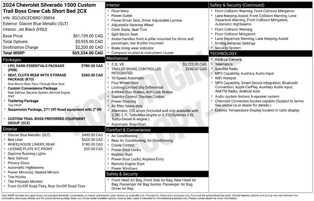 2024 Chevrolet Silverado 1500 Custom Trail Boss