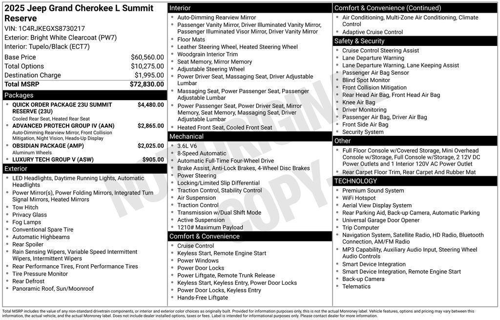 2025 Jeep Grand Cherokee L Summit Reserve 4x4