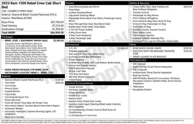 2023 RAM 1500 Rebel Crew Cab 4x4 5'7' Box