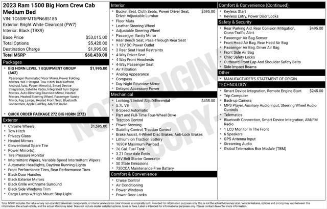 2023 RAM 1500 Big Horn Crew Cab 4x4 6'4' Box