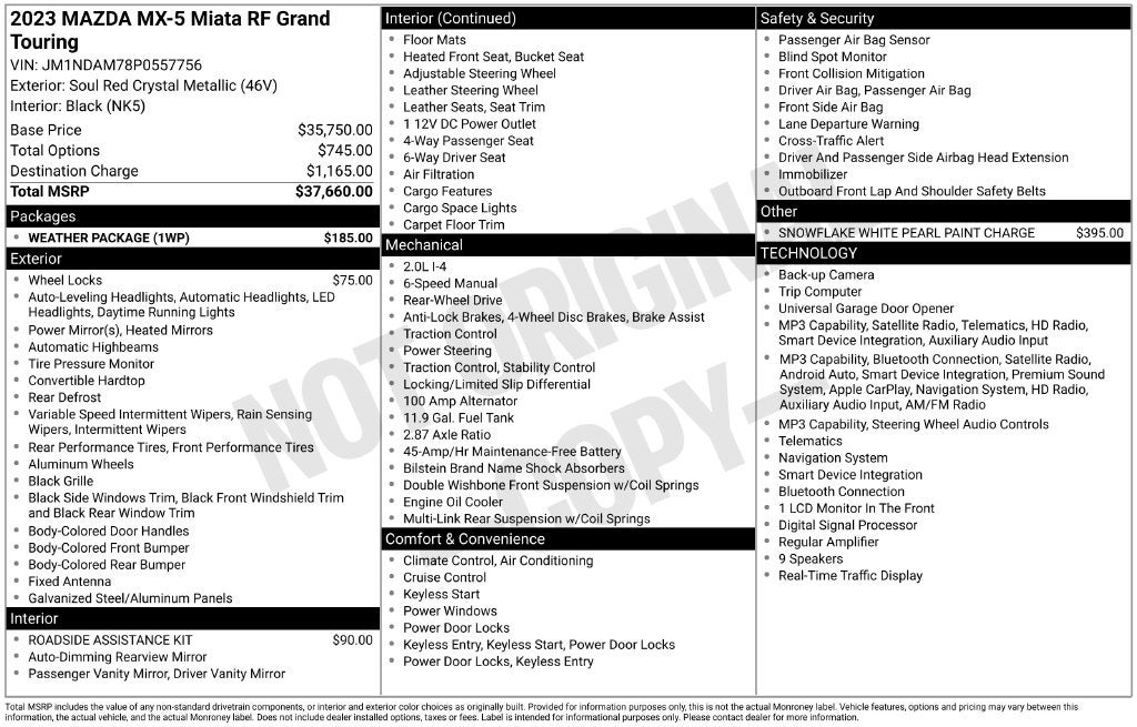 2023 Mazda Mazda Miata RF Grand Touring