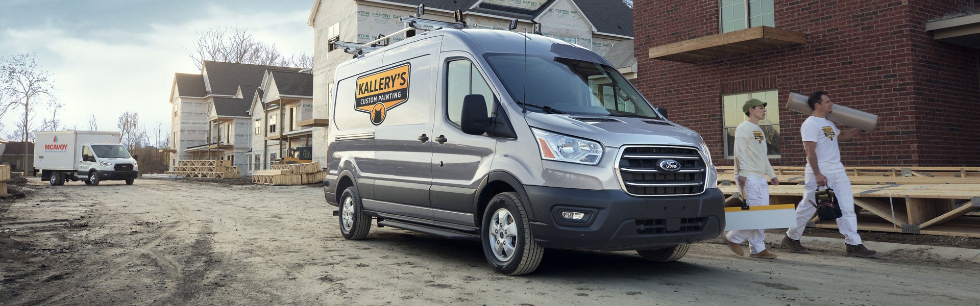 Ford Transit Cargo Van parked near building site