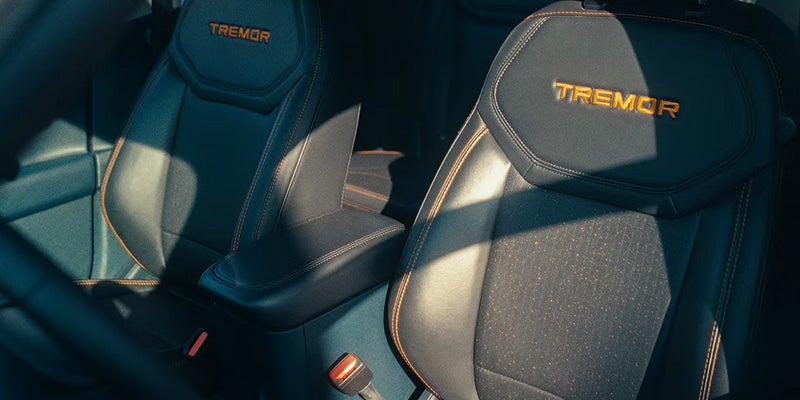Interior seats with "TREMOR" stitching